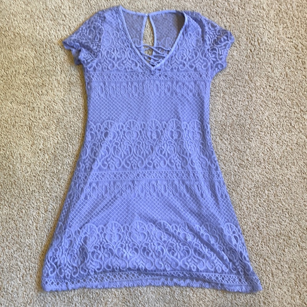 ✅HOLLISTER lace dress. Lined!  Size MEDIUM. LIGHT BLUE/ PURPLE